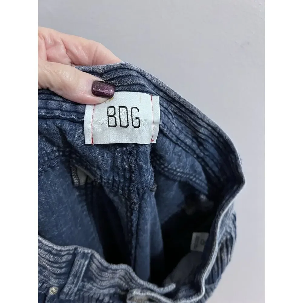 Urban Outfitters Bdg Blue Acid Washed High Rise Baggy Wide Leg Corduroy Pants 29